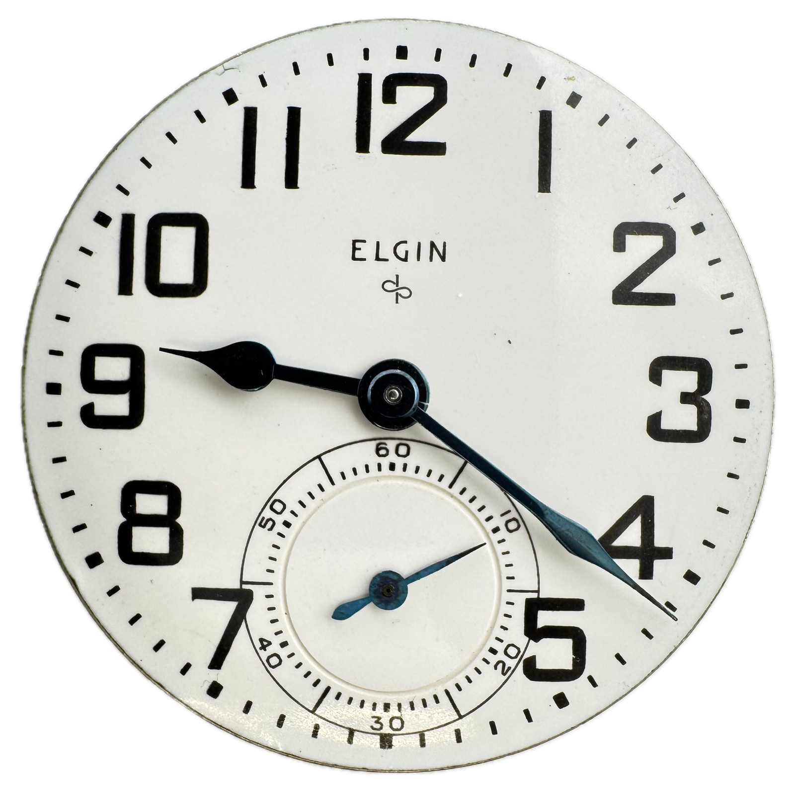 Antique 16s 1949 Elgin White Enameled Dial Mechanical Pocket Watch Movement 574