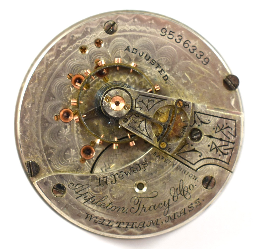 Vintage Waltham A.T & Co 18s 17J OF Pocket Watch Movement lot.wb