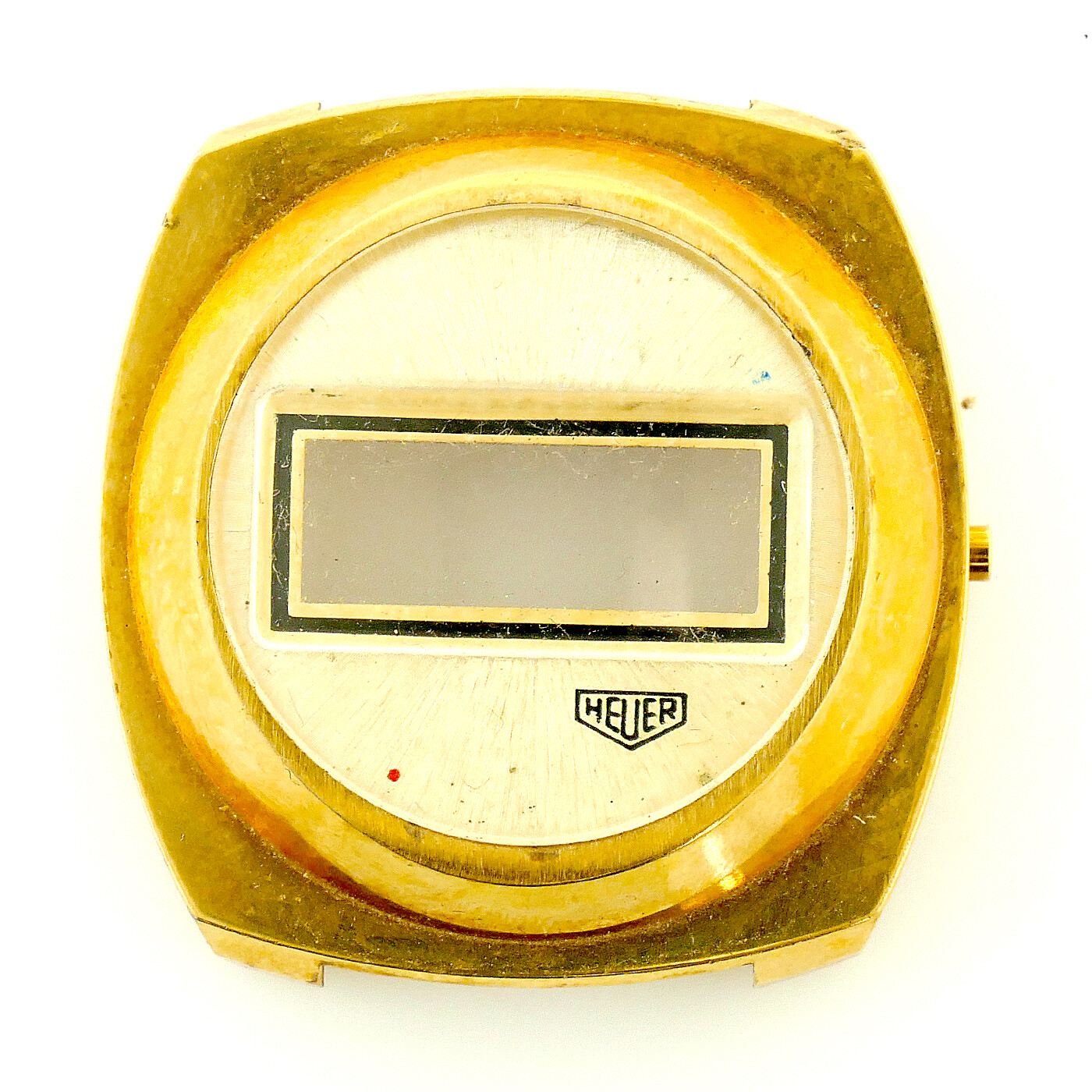 HEUER VINTAGE RARE LCD GOLD PLATED STAINLESS STEEL MENS WATCH CASE PARTS/REPAIRS