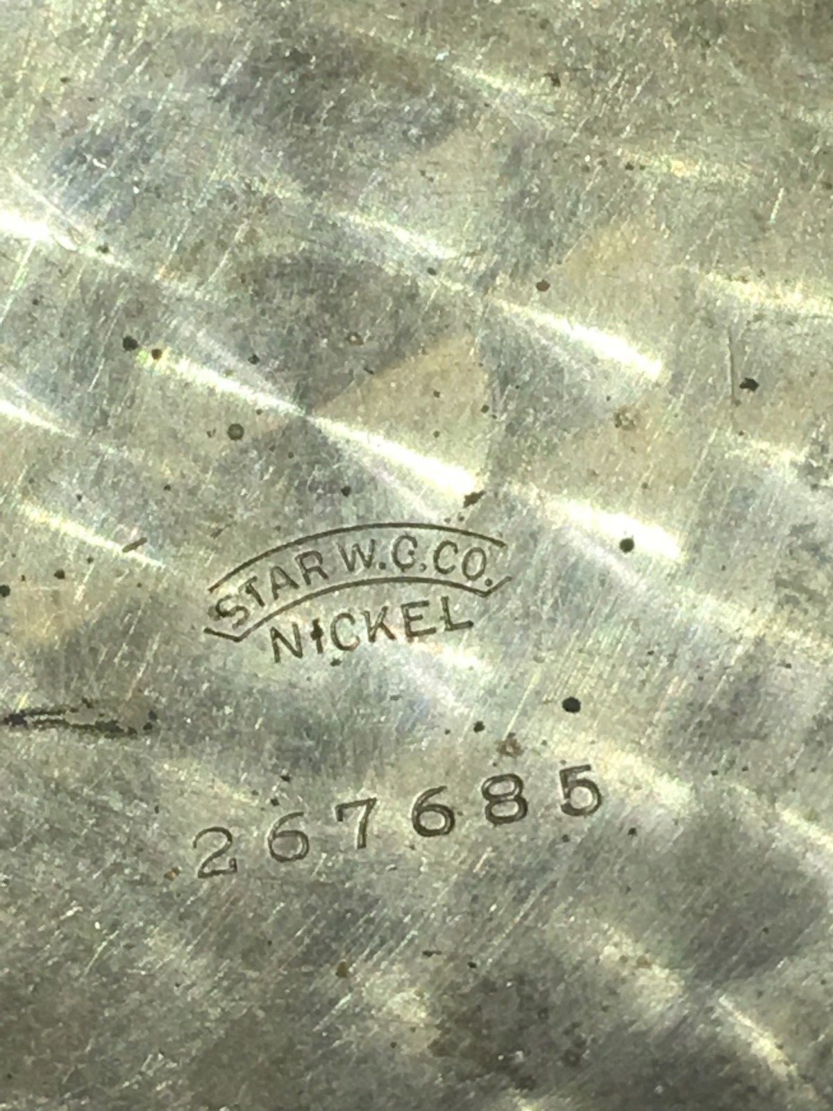 VINTAGE POCKET WATCH CASE STAR W.G. CO. NICKEL 267685 BACK COVER PARTS REPAIR