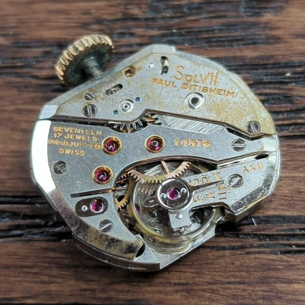 Paul Ditisheim Solvil Watch Movement, Ticking, For Parts or Project (G10)