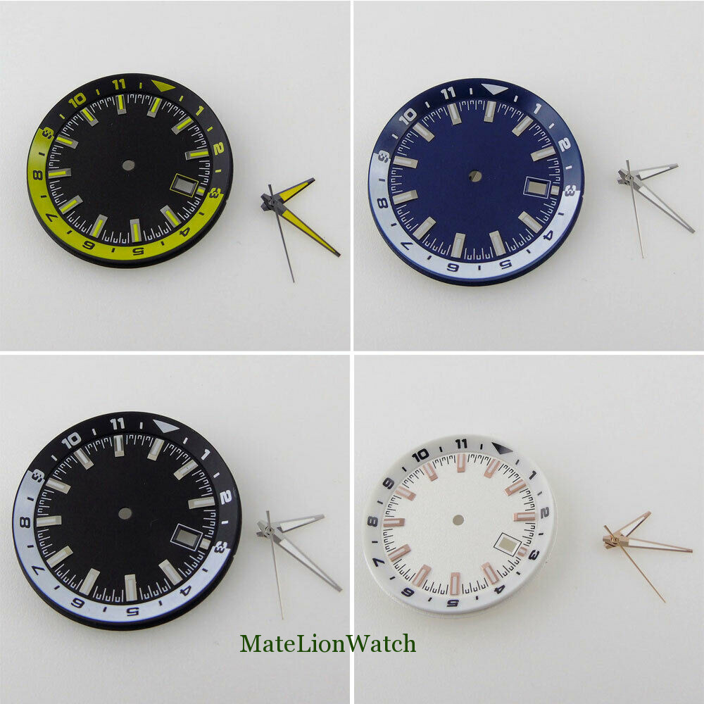 36.6mm Watch Dial+Hands Spare Parts Fit For NH35 NH35A Date Window Chapter Ring