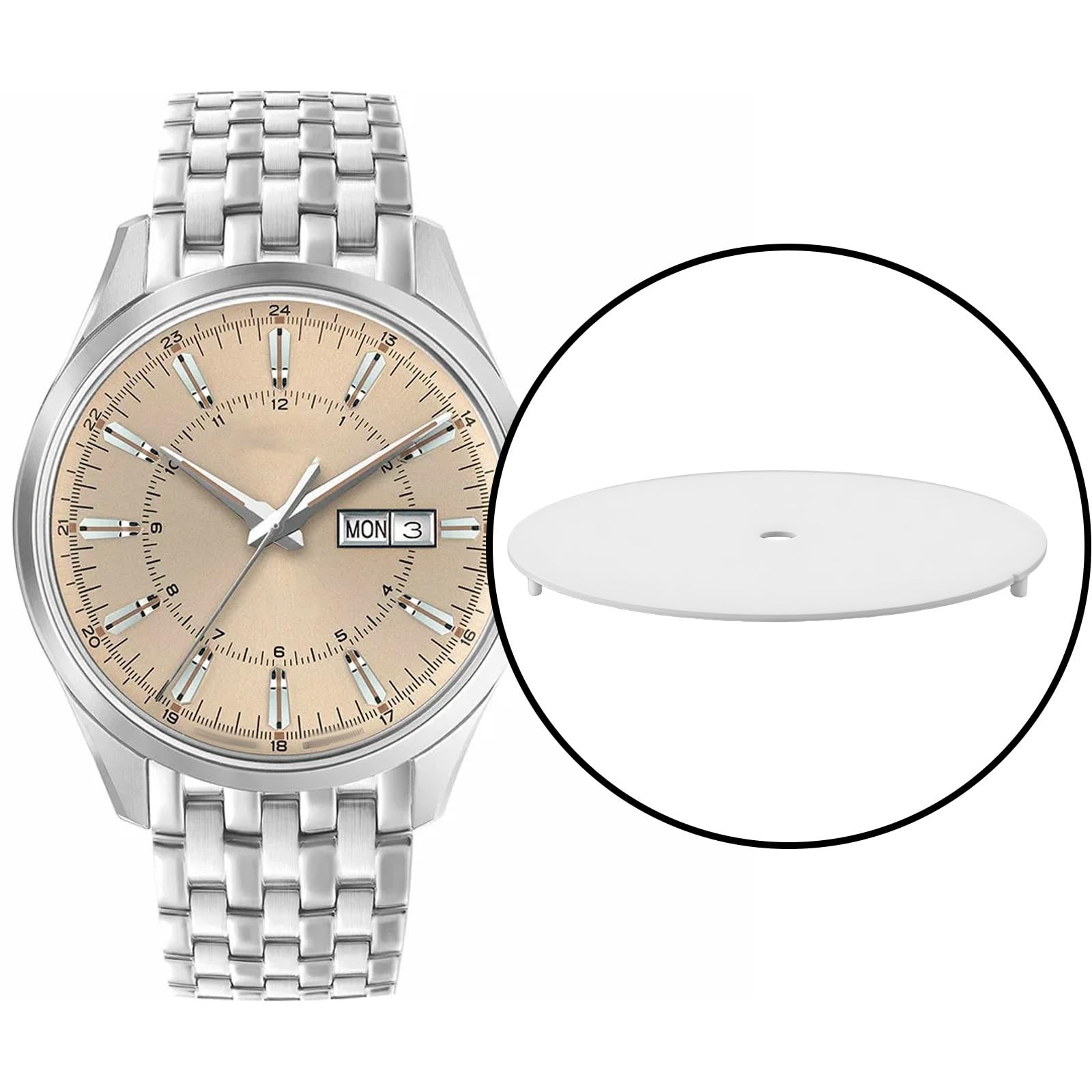 YINETTECH 28.5mm White Matte Watch Dial Stainless Steel 28.5mm,