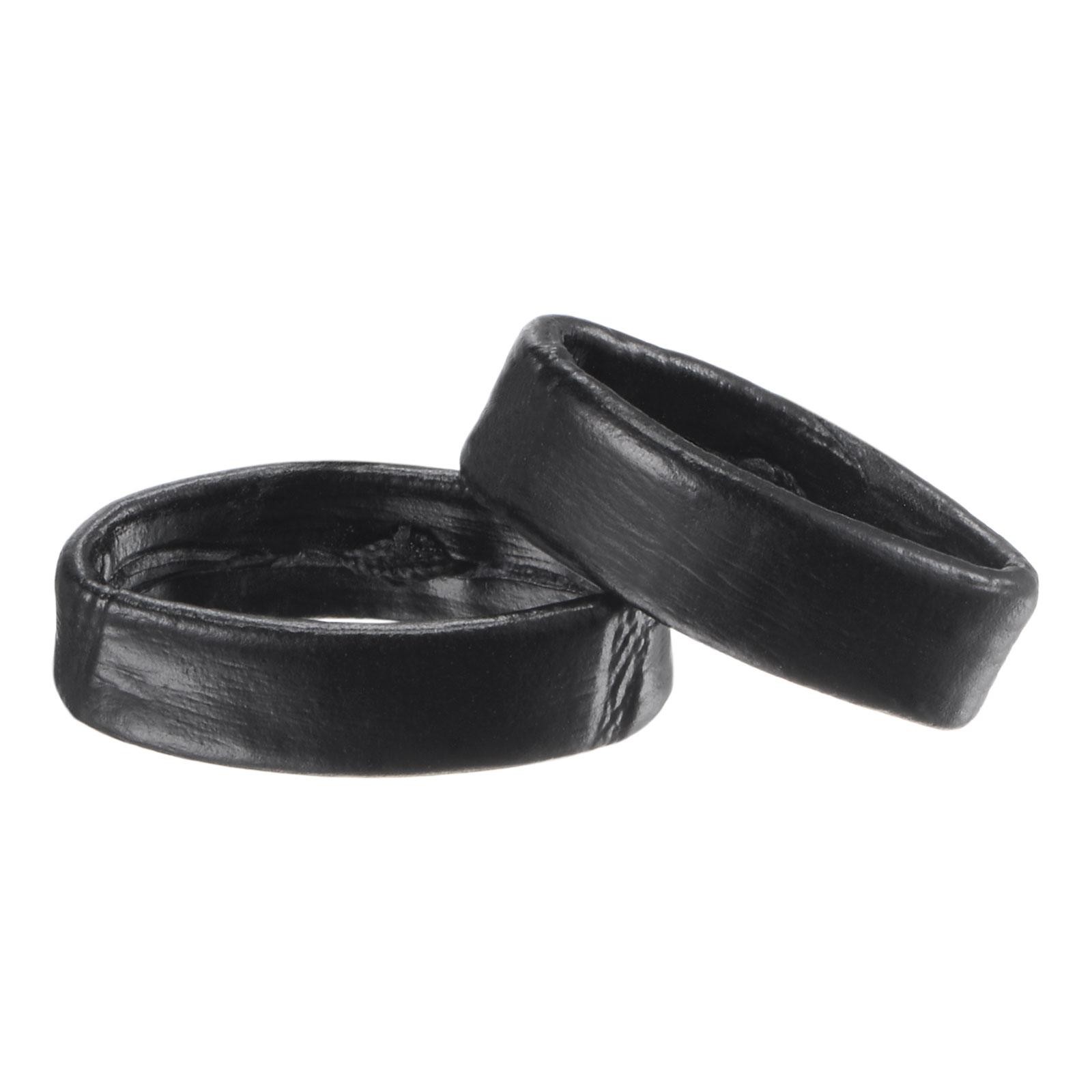 PU Leather Loops Retaining Ring Keeper for 16mm Width Watch Band, Black 2 Pcs