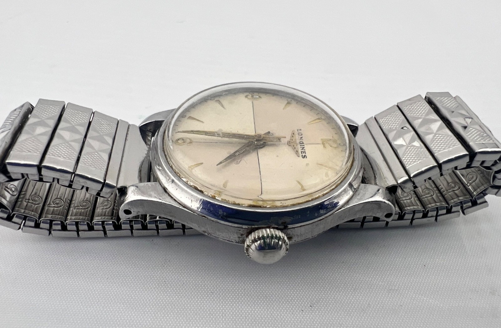 1942 LONGINES WW2 Era Watch, 12L Manual Movement, 2 Tone Dial, SS Case, Runs!