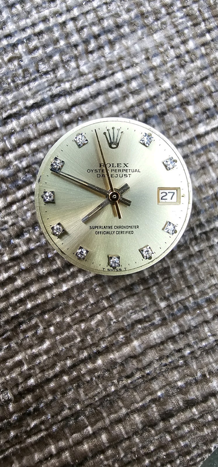 Rolex Caliber 2030 Complete Movement w/ Champagne Diamond Dial, Hands & Crown