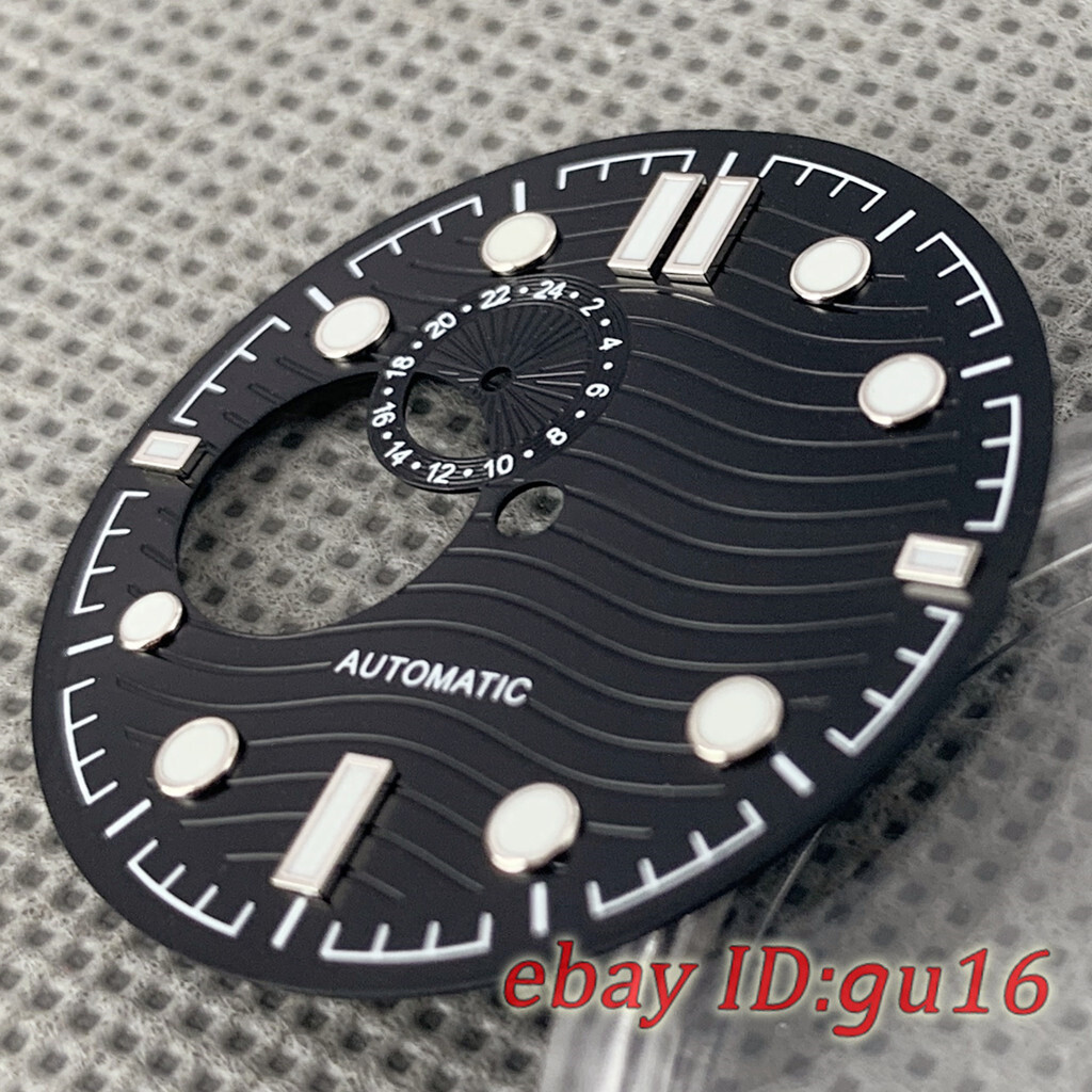 31mm Sterile White Black Blue Watch Dial Green Luminous Fit NH39/NH39A Movement