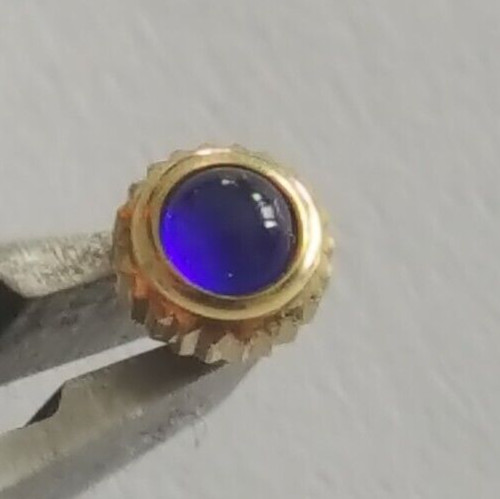 Baume & Mercier Gold Plated Crown With Blue Cabochon Stone Part Number MVO90005