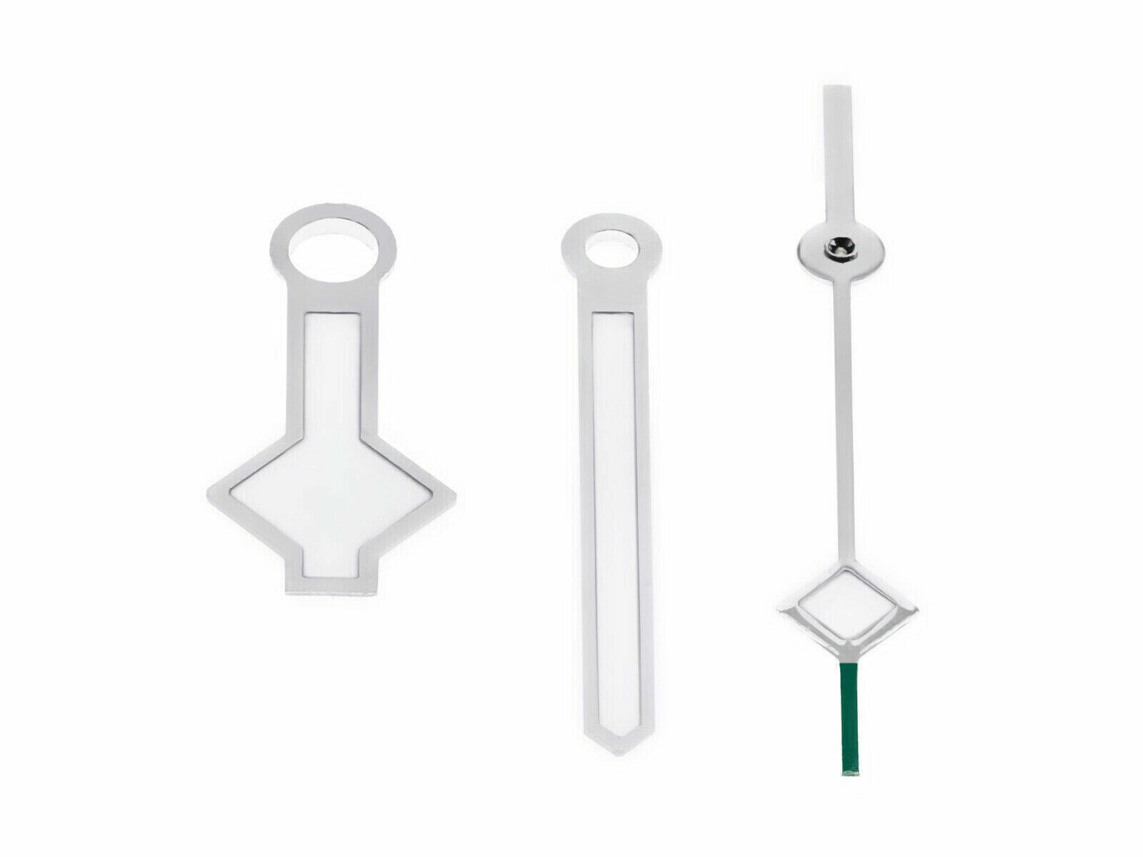 Silver Snowflake Replacement Watch Hands Green Tip For Tudor Black Bay 58