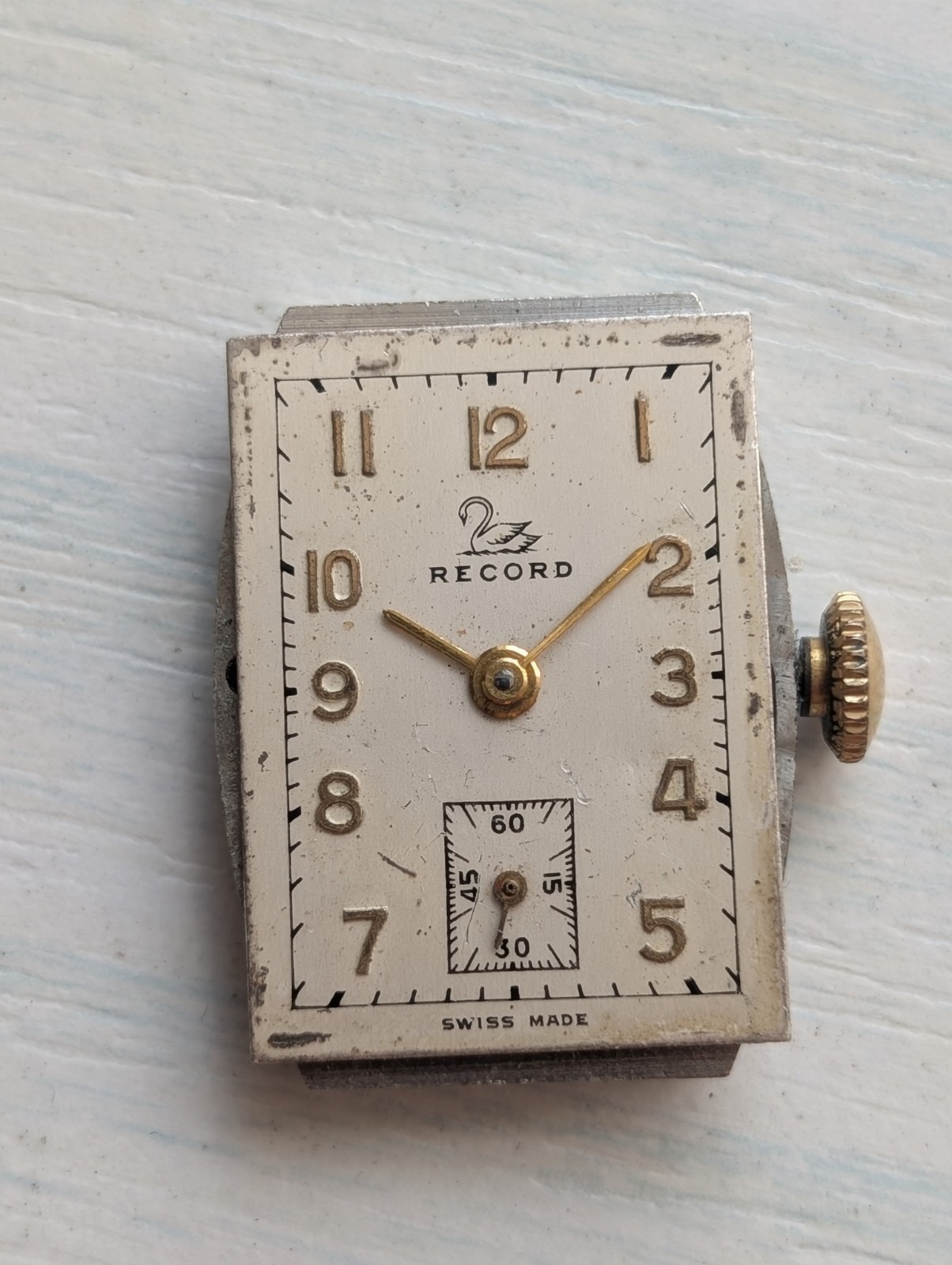 Vintage Record Rectangle 110 Mechanical Watch Movement (Runs)