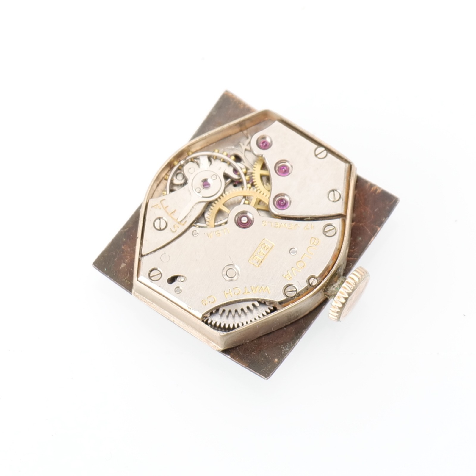 Bulova 8AE 17 Jewel Movement and Dial. Non Running. For Parts or Repair.