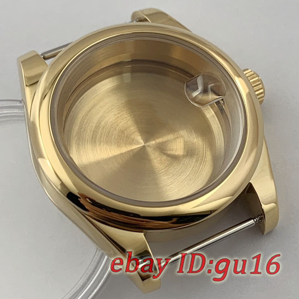 36mm/40mm Gold Sapphire glass watch case Fit NH35 NH36,Miyota 8215 ETA2824/2836