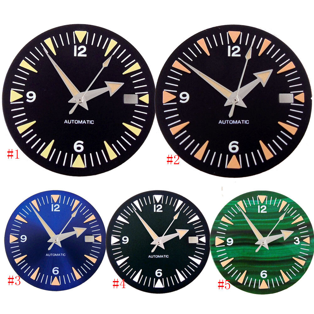 32mm Black Dial Luminous Mark Fit Vintage Japan NH35 NH36 Movement Watch