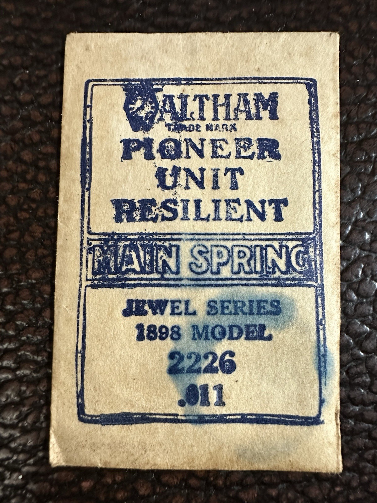 Waltham Pioneer Unit Resilient Main Spring 1898 Model #2226 .011 NOS Watch Part