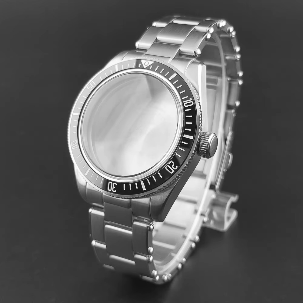 39Mm Silver Sterile Watch Case Domed Sapphire Glass Fit NH35 NH36 NH34 ETA2824 P