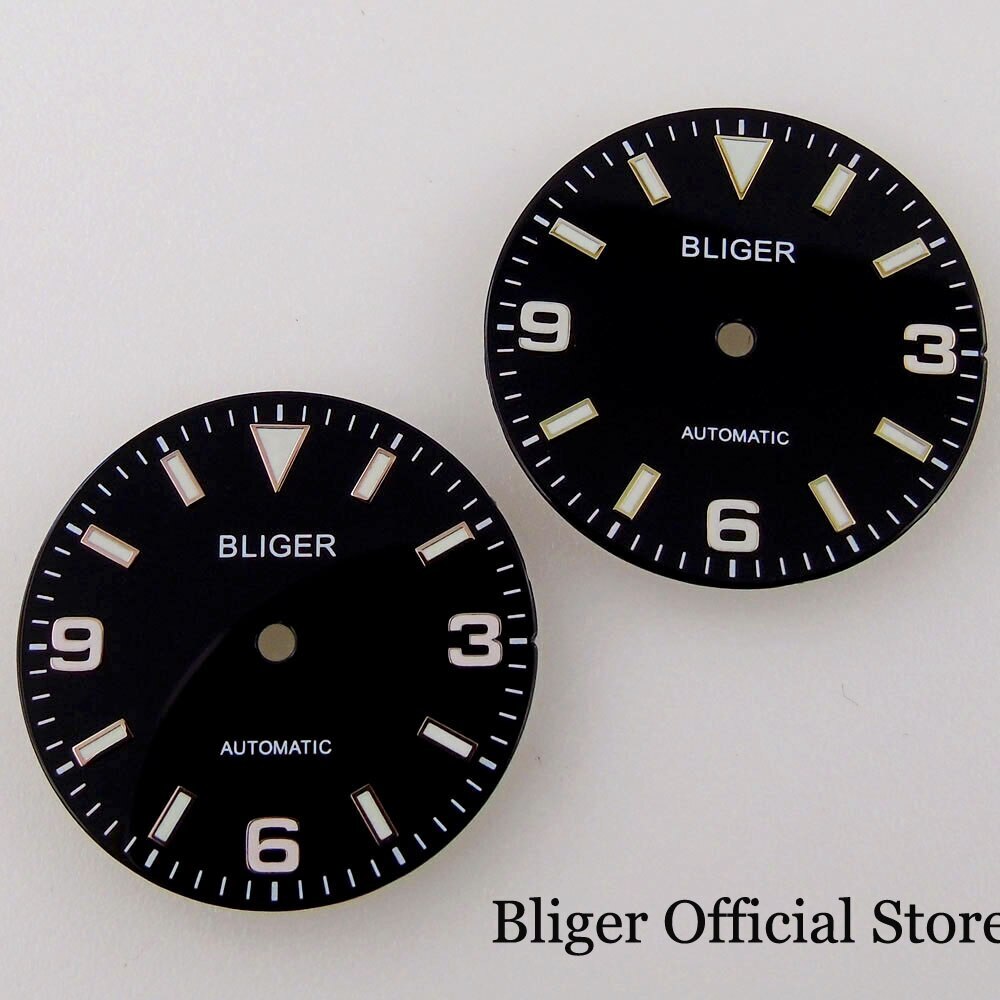 BLIGER Gold Edge 29MM Black Watch Dial Explore fit NH35A NH36A MINGZHU MIYOTA