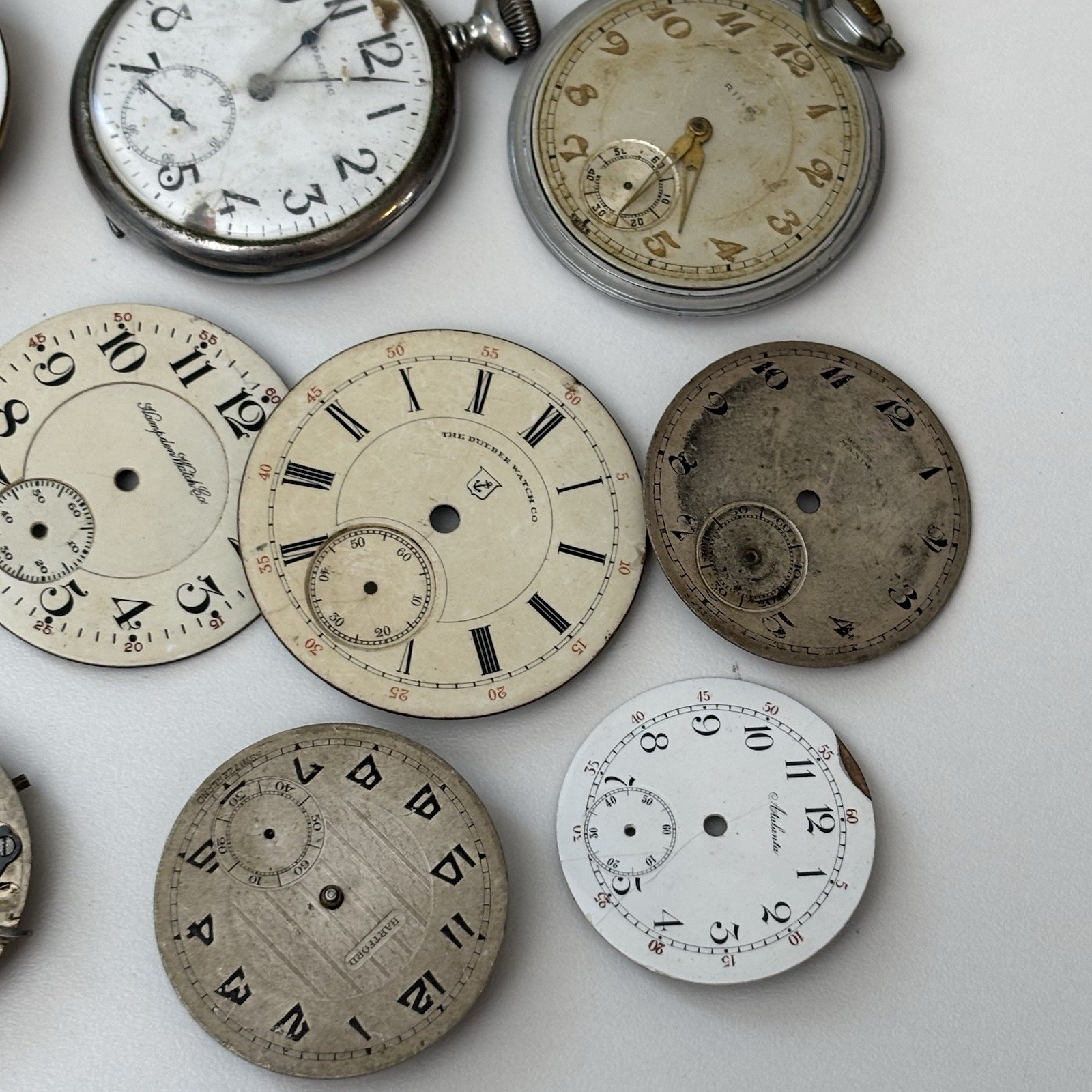Vintage Hartford Pocket Watch Estate Repair Parts Bulk Lot Movement Dial Hampden