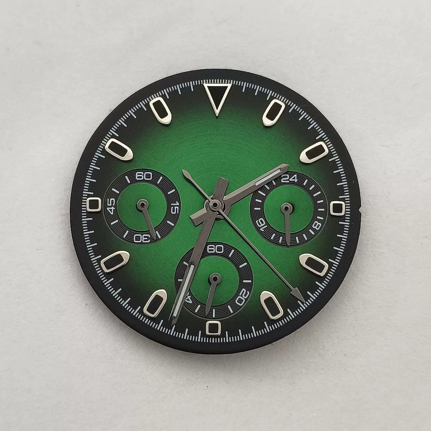 29.5mm Gradient color Watch Dial + Hands Green Luminous For VK63 Movement