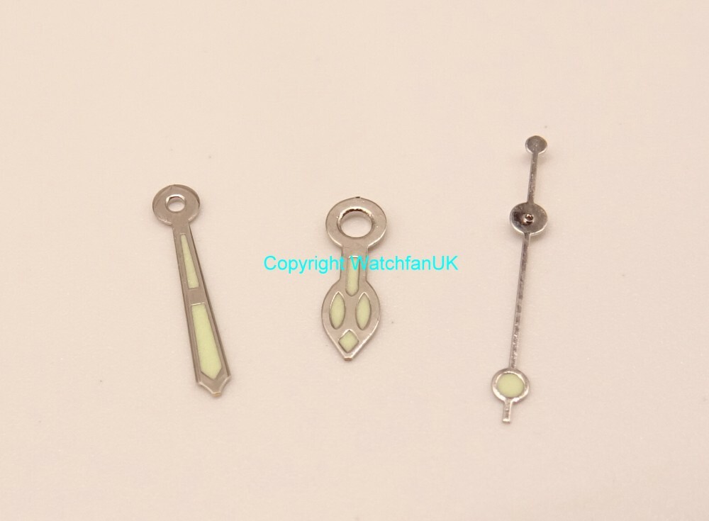 3 Watch Hands With Green Lume 1.2mm/0.7mm/0.2mm Fits all ETA Quartz #A73-10