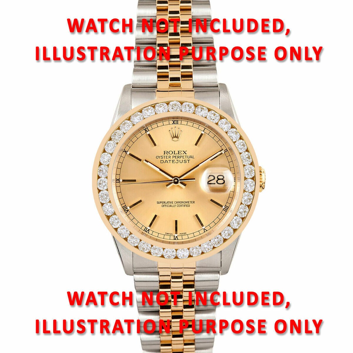 MENS 4CT CHANNEL SET NATURAL DIAMOND BEZEL 14KY FOR ROLEX DATEJUST WATCH