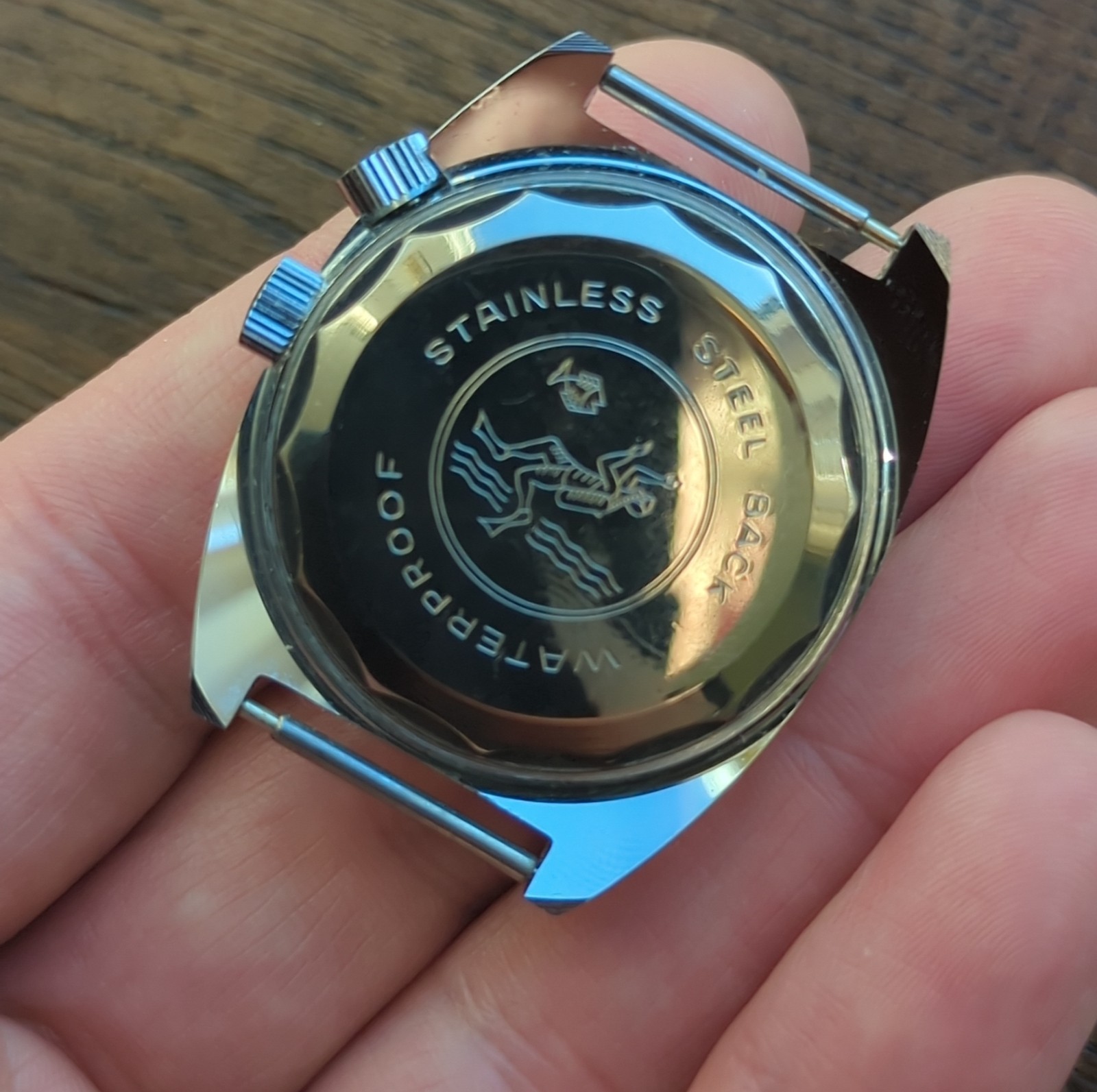 1960s Vintage Divers Watch Case Internal Rotating Bezel 2 Crowns (B88)
