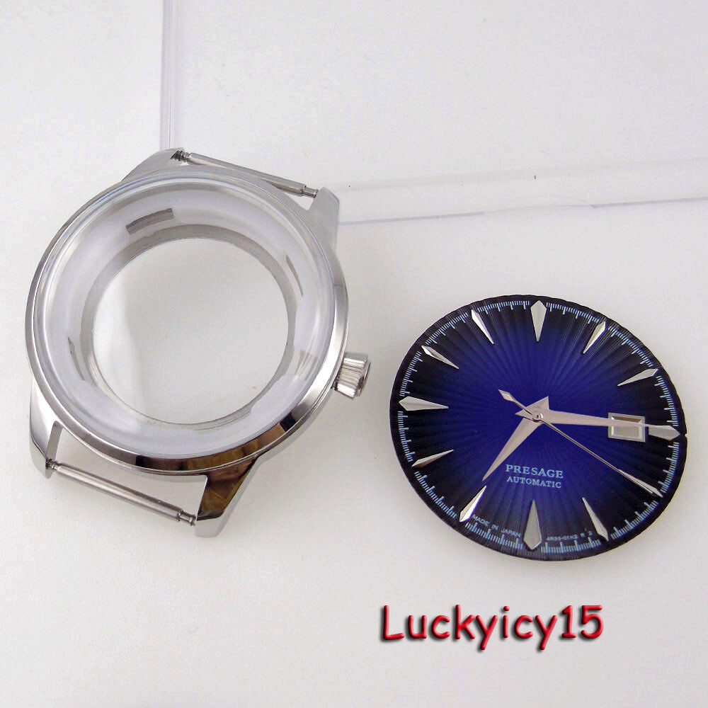 40mm Dome Mineral Glass Watch Case Part 35mm Black Dial Fits NH35 NH36 Automatic