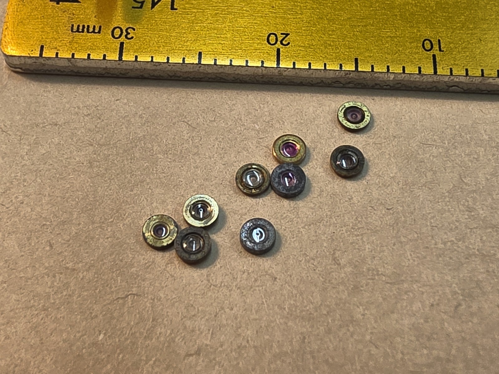 Lot Of 9 NOS Elgin 6s Pocket Watch Balance Hole Jewels-Diameters 2.10-2.13mm