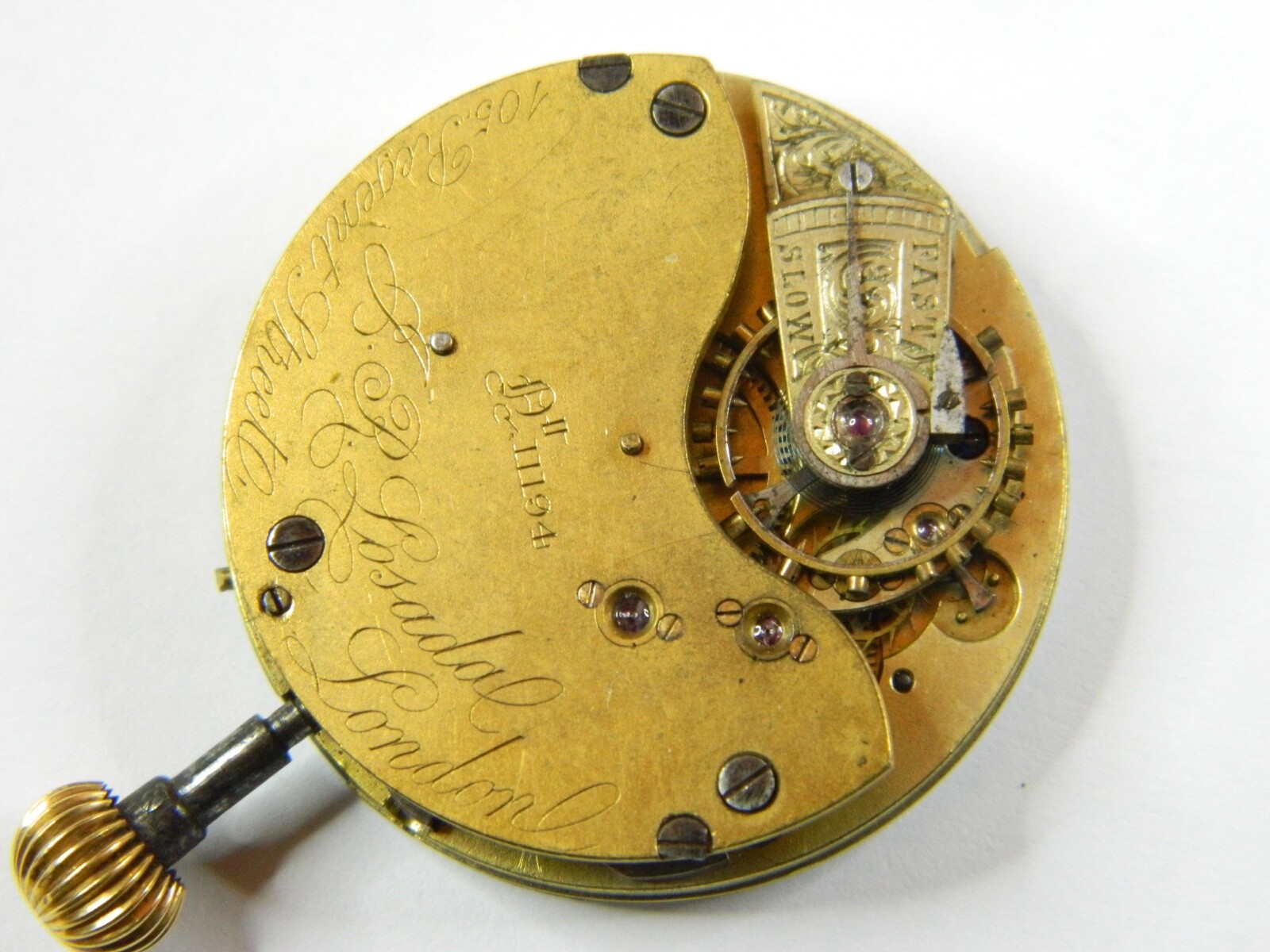 VINTAGE 36mm JR LOSADA ENGLISH LONDON POCKET WATCH MOVEMENT – REPAIR