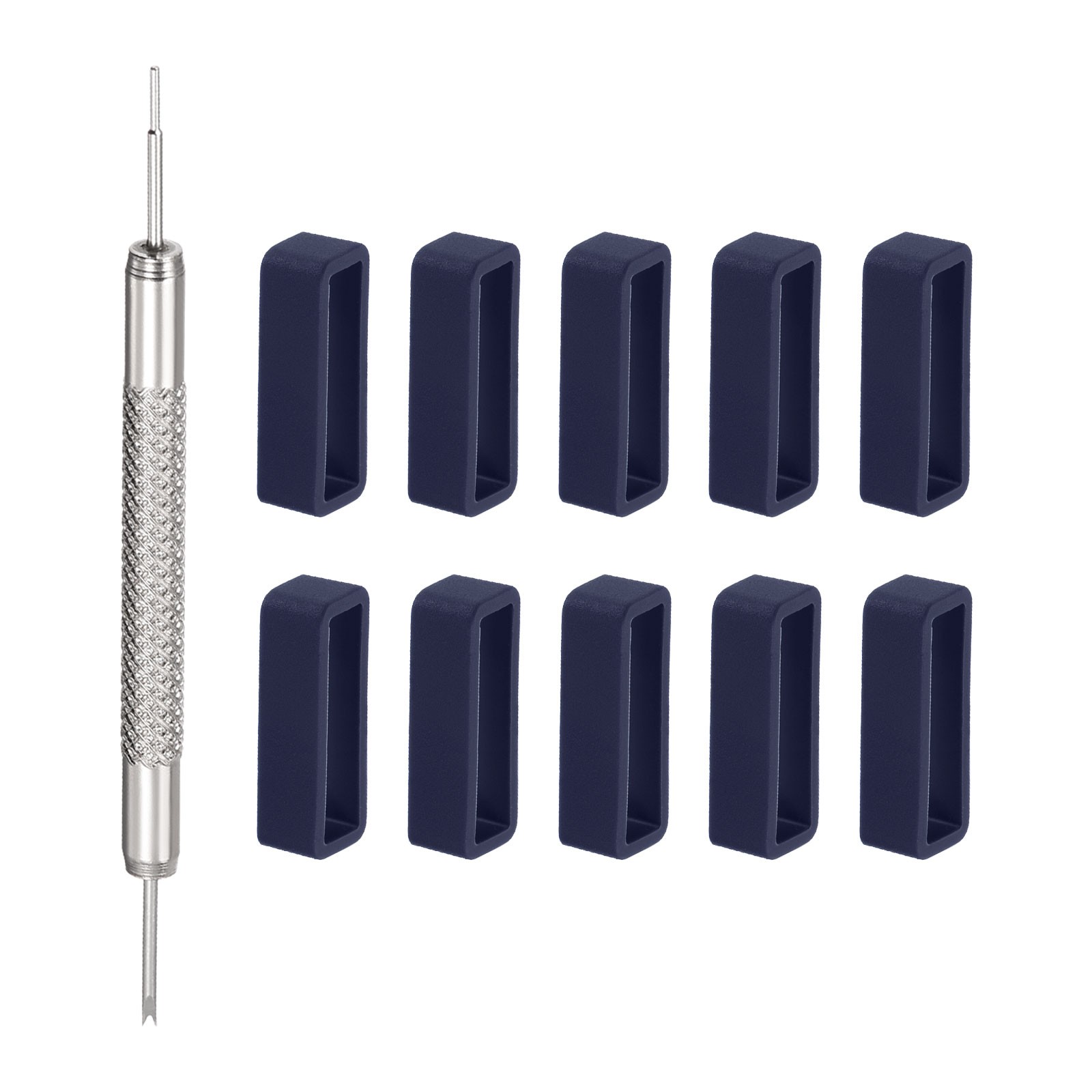 10pcs Watch Strap Loop 24mm Rubber Watch Holder with Spring Bar Tool Dark Blue