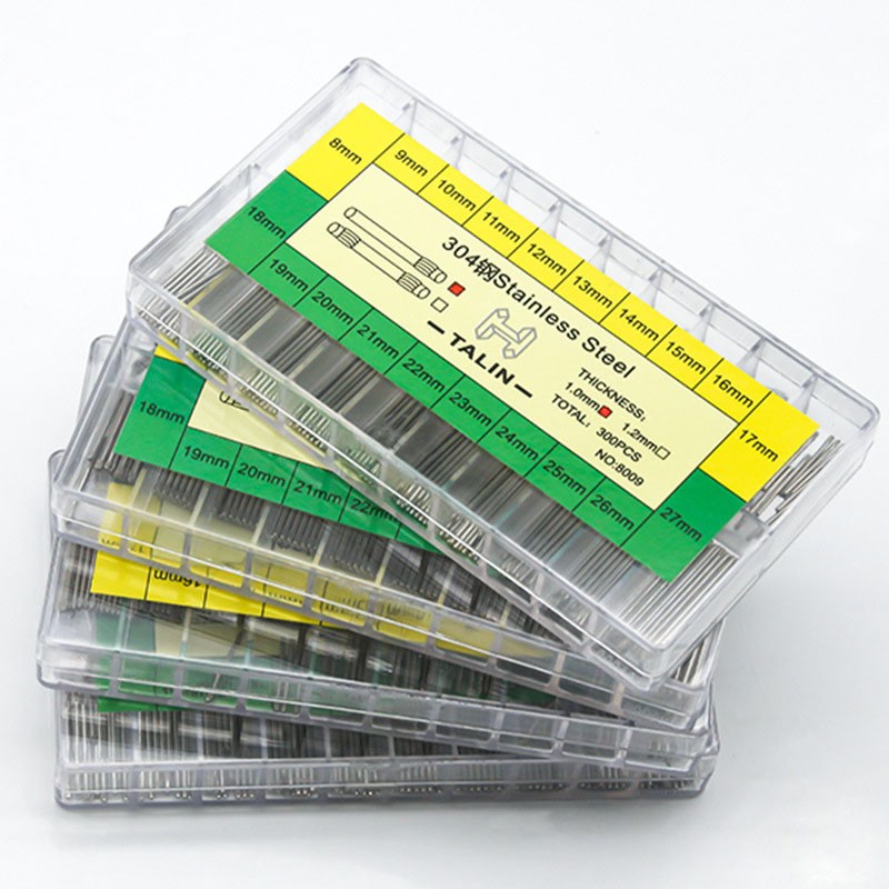 300Pcs 0.9 1.0 1.1 1.2mm Stainless Steel Watch Band Strap Tube Bar Link Pins Kit