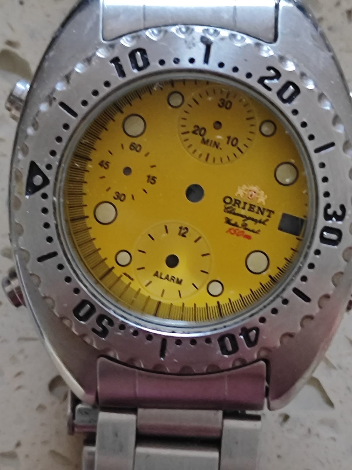 Orient TD0D-000 Chronograph 150m Diver Parts CASE & bracelet & Yellow Dial NOS