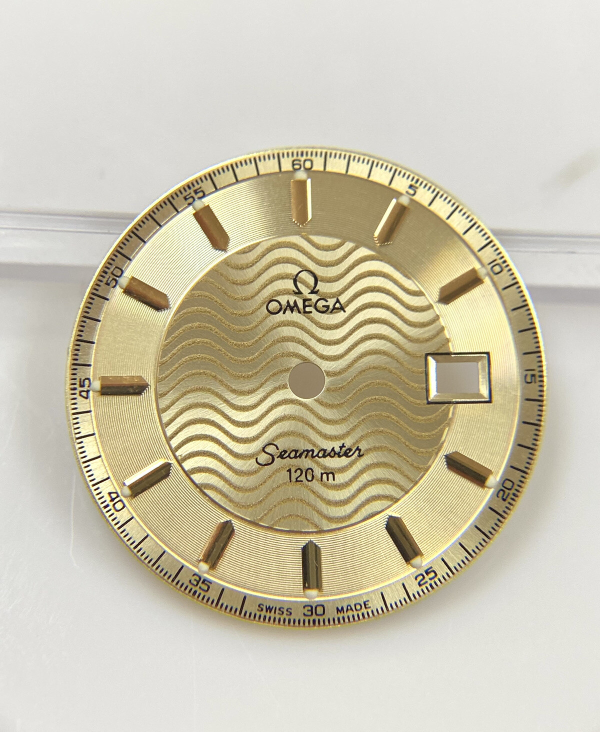 Genuine Vintage NOS Omega Seamaster 120m CAL 1424 22.3mm Gold Dial Ref. 596 1502