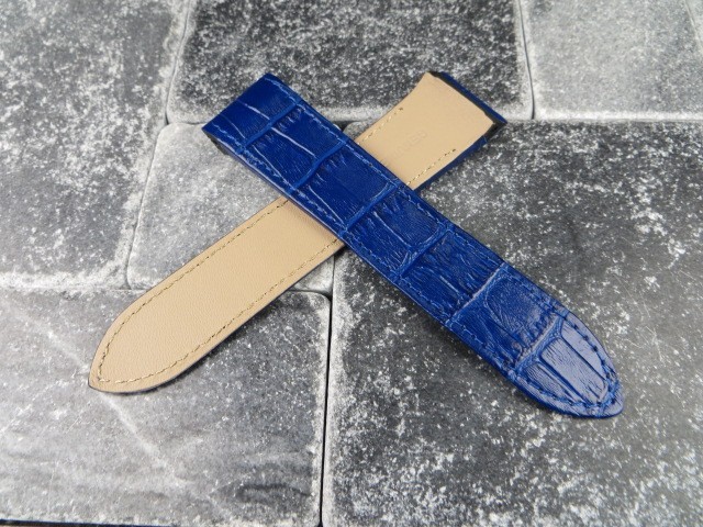 NEW 23 mm Leather Strap Navy Blue Watch Band for CARTIER SANTOS 100 XL Large