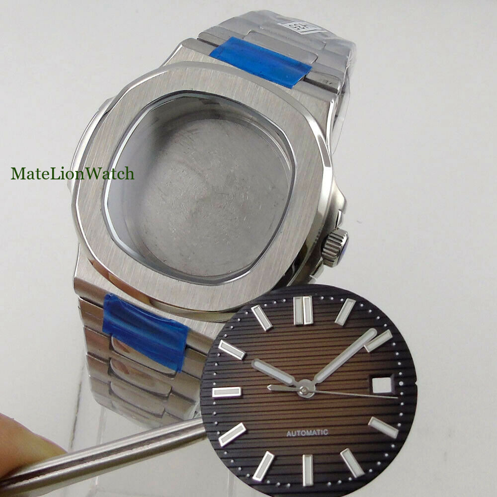 Sapphire Crystal 40mm Square Watch Case+Dial Fit NH35A Miyota821A DG2813 ETA2824