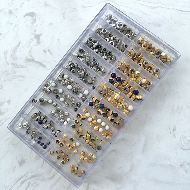 360Pack Copper Quartz Mechanical Watch Crown Assortment Watchmaker Repair Kit F