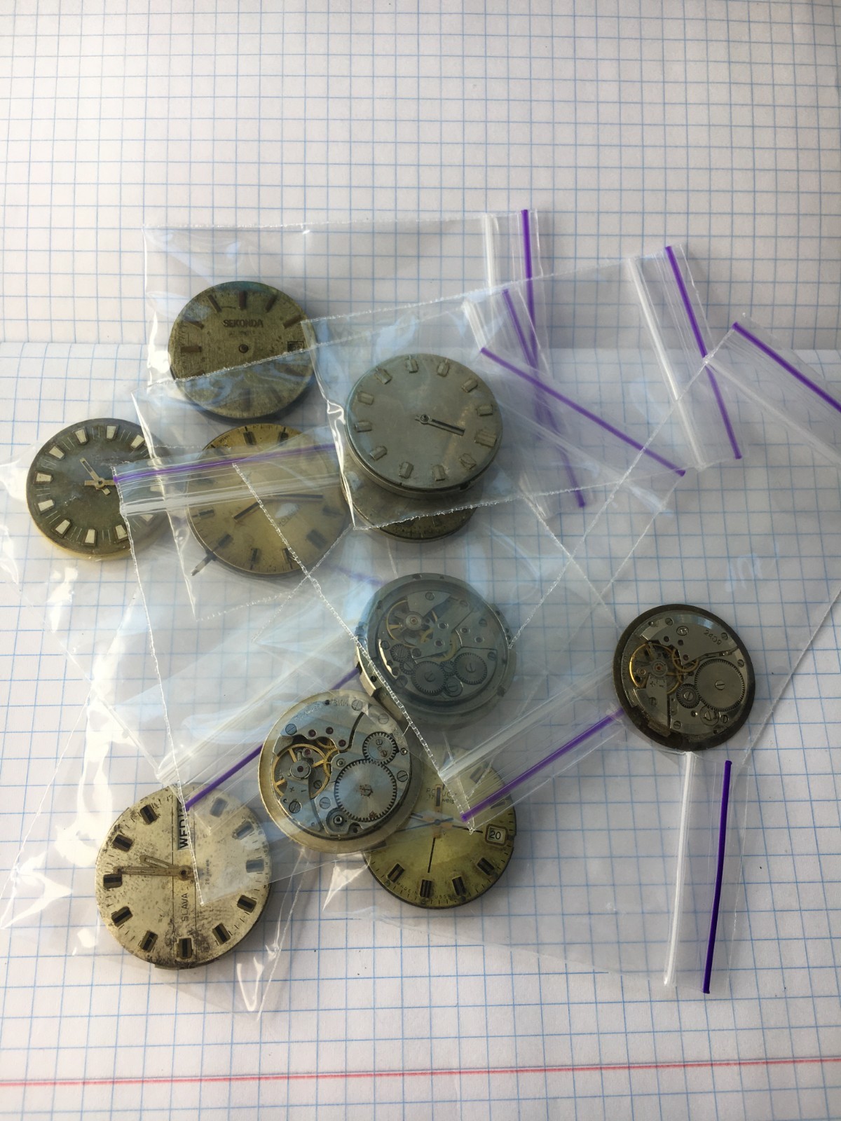 MOVEMENTS (10pcs) FOR MENS WRIST WATCH Vostok Slava etc. USSR for parts
