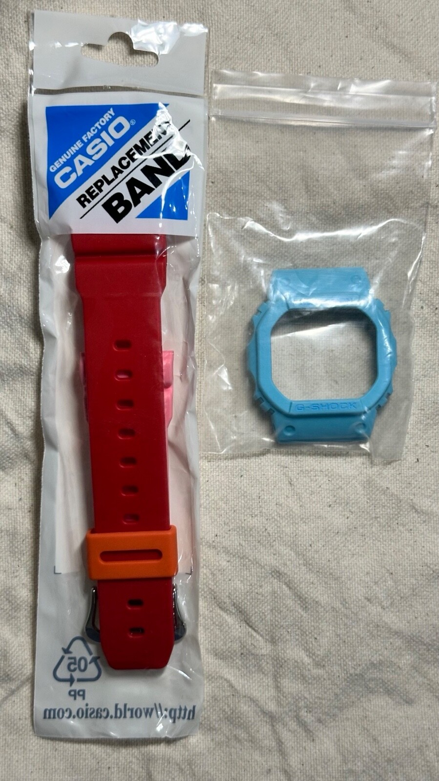 Casio G-Shock DW5600PR-4 Matte Red Pink Strap and Blue Bezel