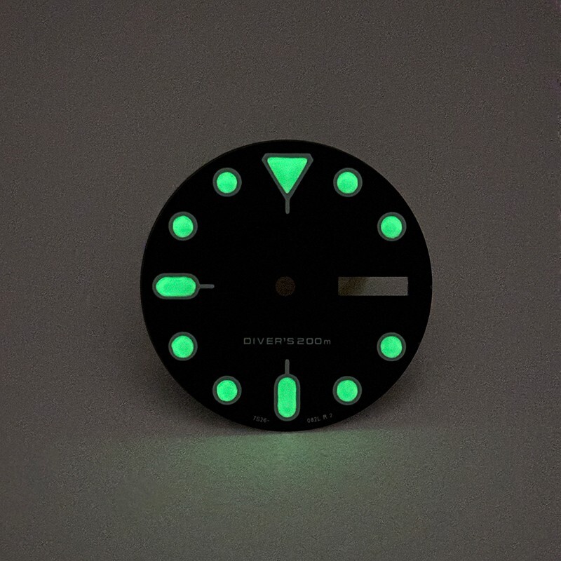 DS SKX007 Dial 28.5mm SEI 5 Sports Matte black C3 Green Lume DayDate NH36 Skx005