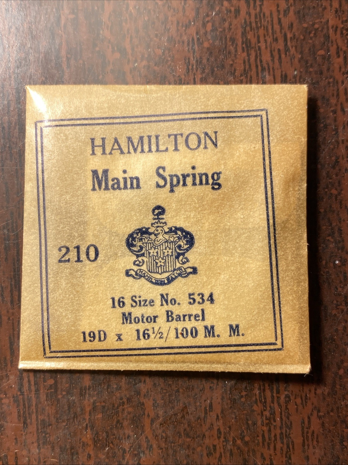 Hamilton 16 size mainspring No. 534 Motor Barrel Part 210 New Old Stock