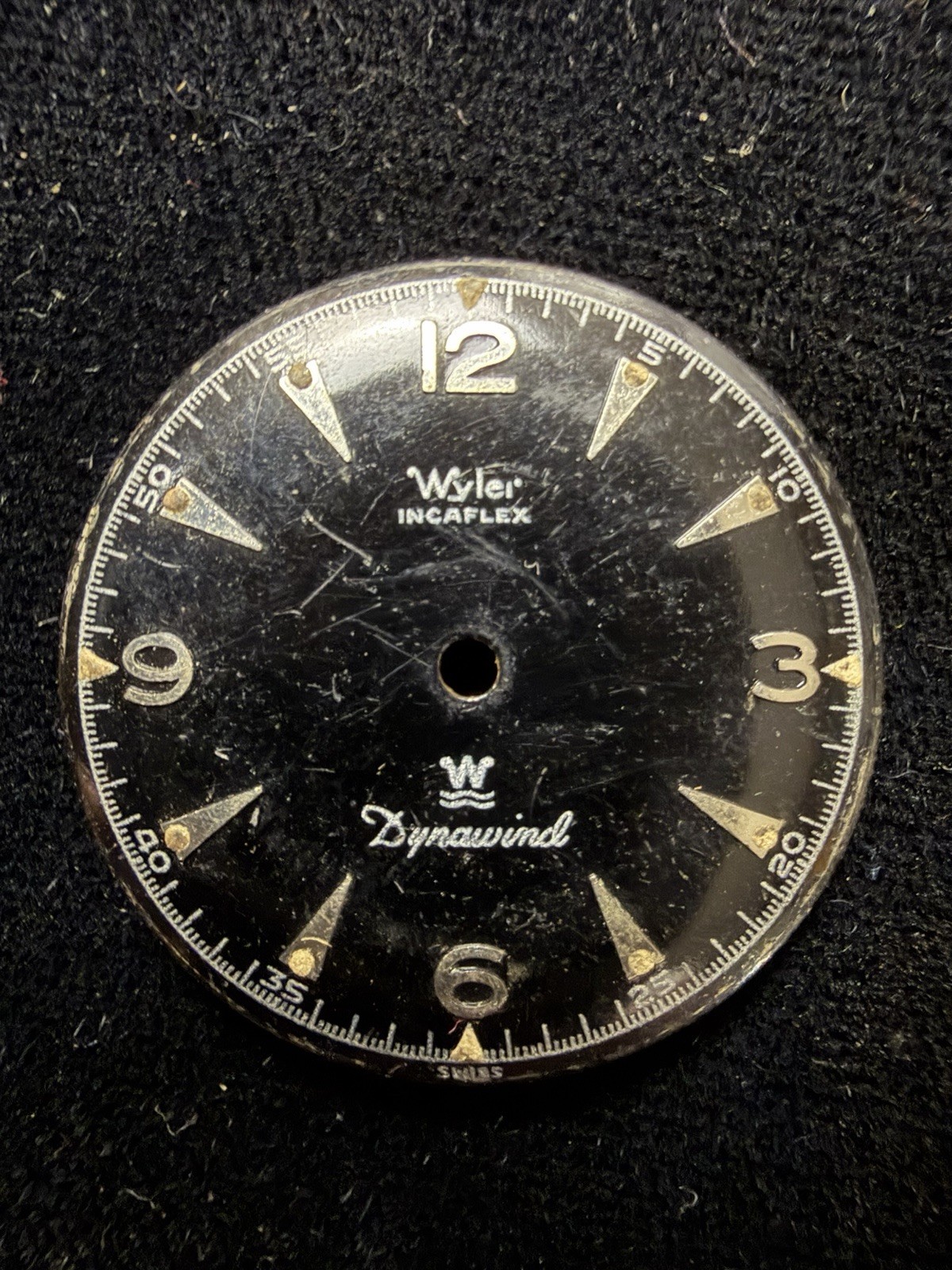 Vintage Black Dial Wyler Dynawind Cal AS 1361 Parts Repair