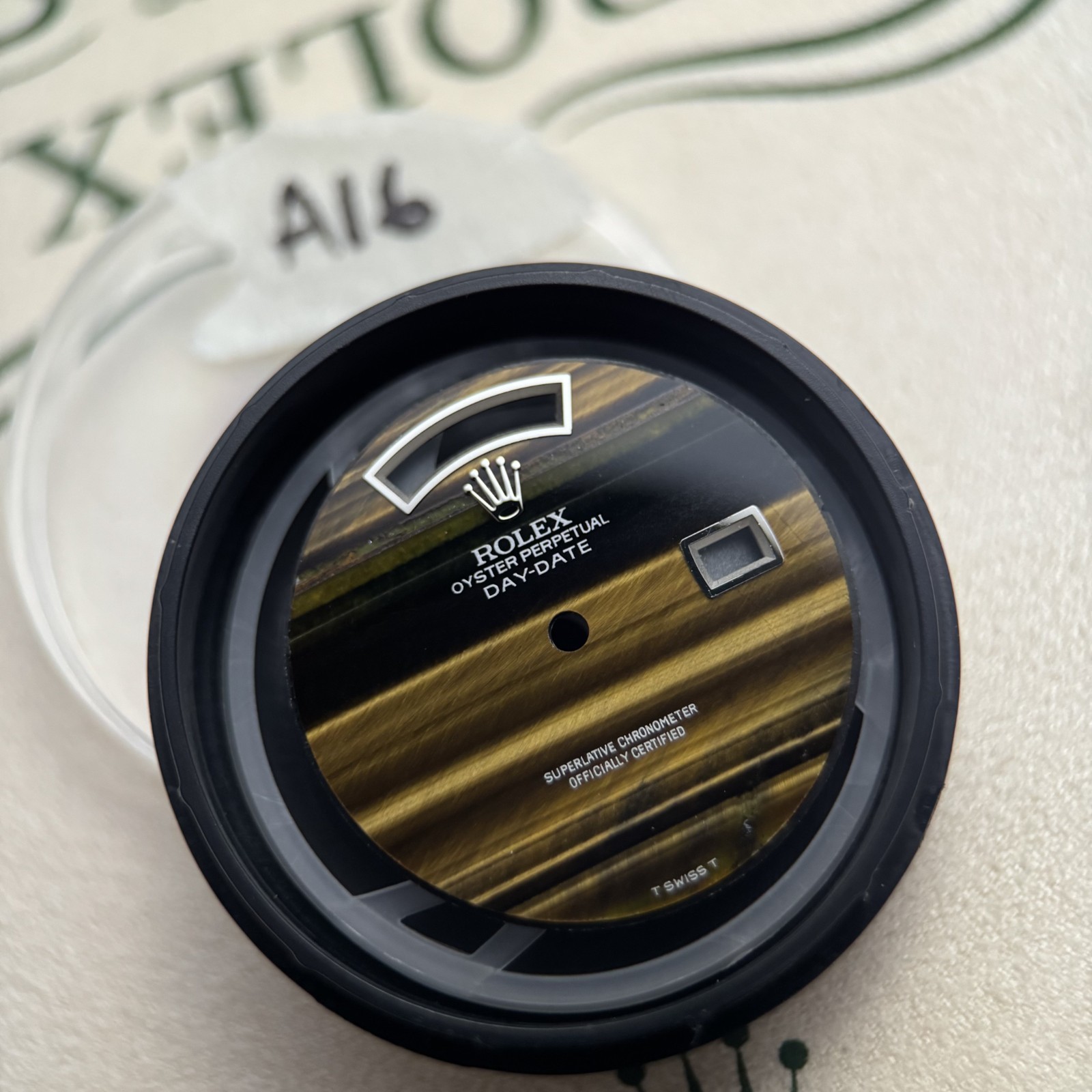 Custom Silver WG Tiger Eye Dial For Rolex 18039 18239 118239 Quickset President