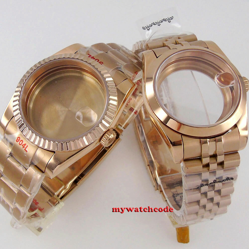 Rose golden 36mm 39MM sapphire glass Watch Case fit eta 2836 2824 8215 NH35 NH36