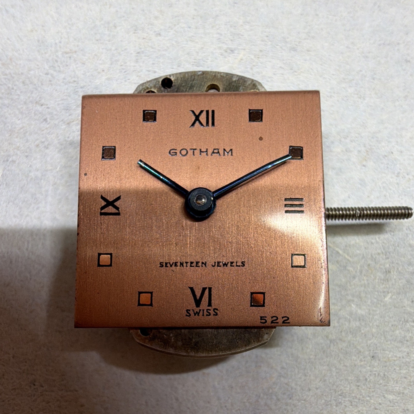 Gotham Swiss 17J Mechanical Manual Watch Movement w/ Dial & Hands 522/6262
