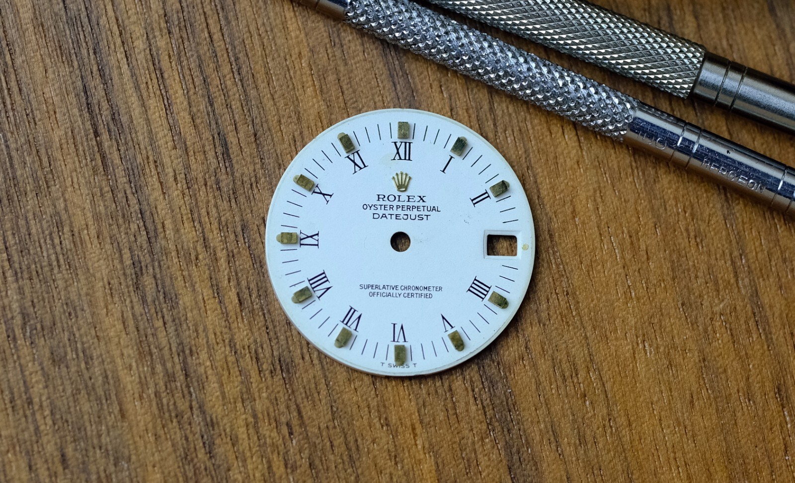 AUTHENTIC ROLEX OEM 31MM DATEJUST WHITE ROMAN DIAL W/ GOLD INDEX 68273 MID-SIZE