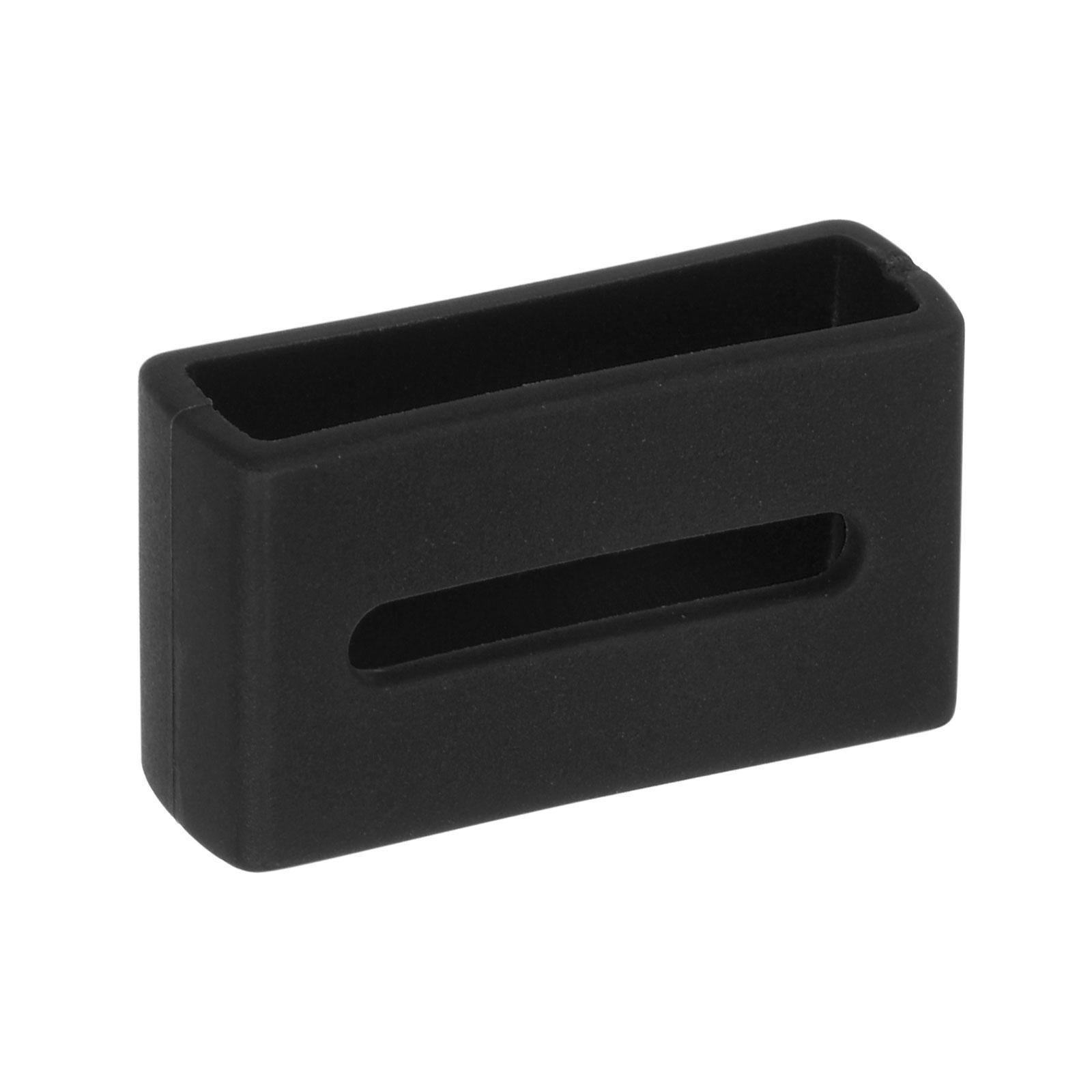 Watch Band Strap Double-sided Slotted Loops Silicone for 20mm Band, Black