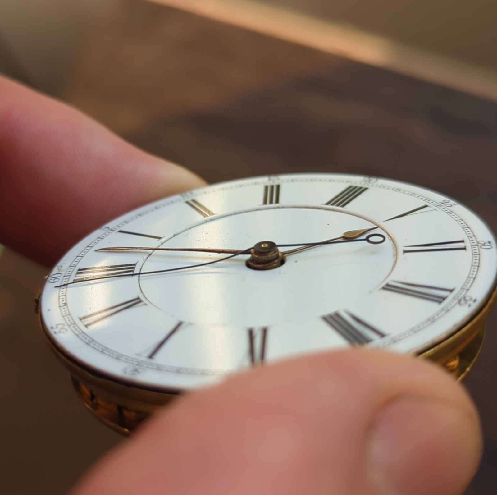 English Chronograph Pocket Watch Movement for Repair or Parts (BT64)