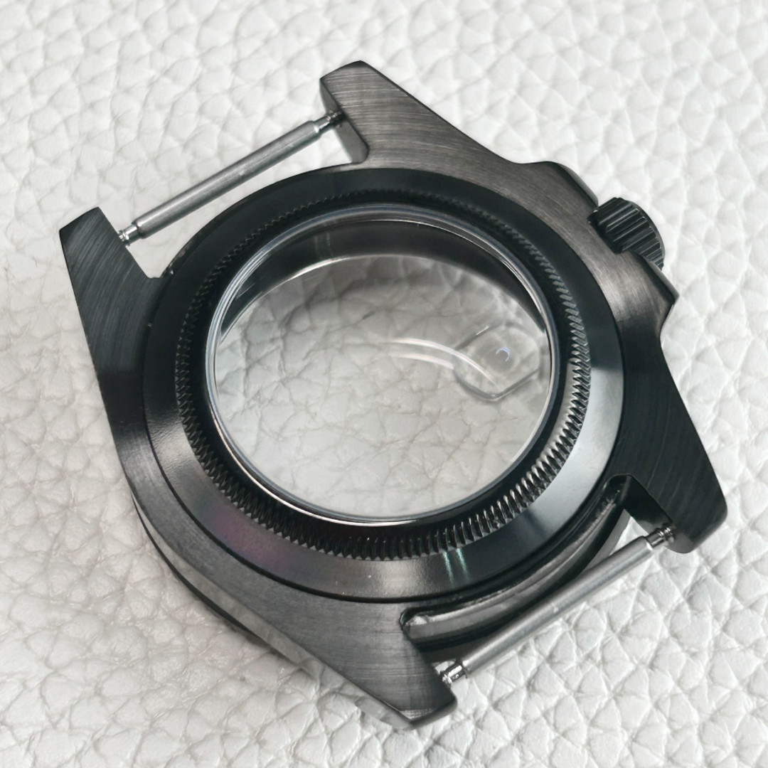 40mm Black PVD 24 Hour Diver Sapphire Glass Watch Case Fit NH35A NH36A Mod 10ATM