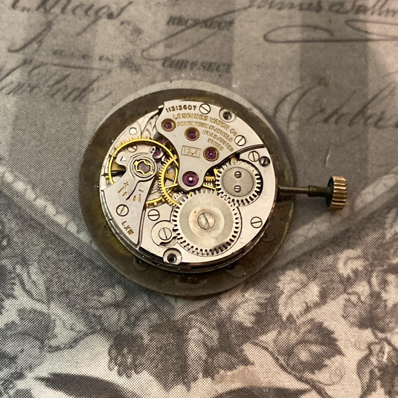 Vintage Longines Watch Movement – Caliber 19.4 – 17 Jewels – COMPLETE & RUNNING
