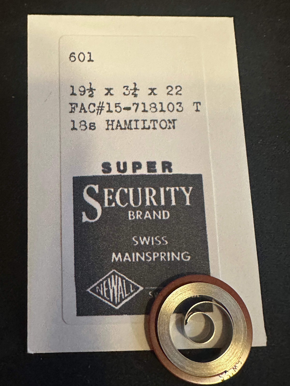 Newall SUPER Security Mainspring #601 for 18s Hamilton No. 15 / 718013 – Alloy