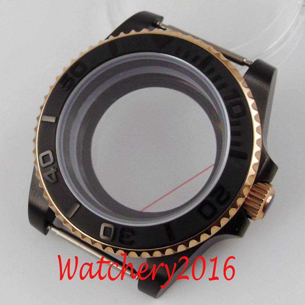 Black 40mm Sapphire PVD Watch Case Fit Miyota 8215 821A/NH35/ETA2836/DG2813 3804